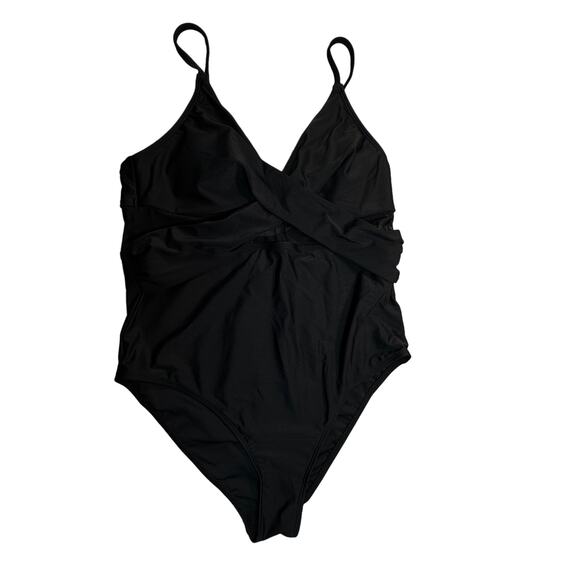 Cupshe Swimsuit Womens Large Black V Neck One Piece Wrapped Mesh Bathing Suit - Picture 1 of 11